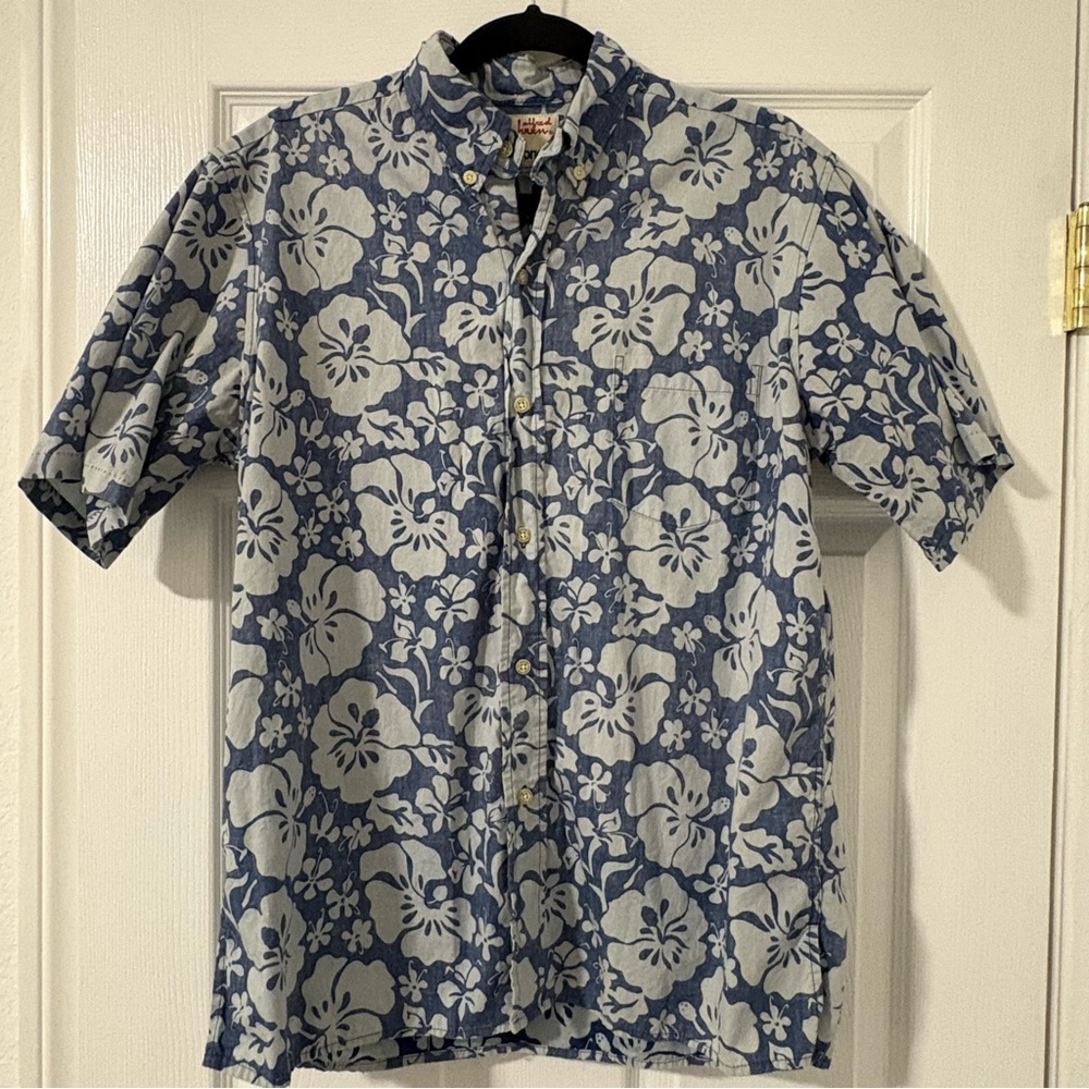 Men’s Alfred Shaheen Reyn Spooner Blue Floral Aloha Tropical Button Up Shirt